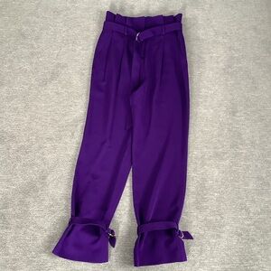 Milly Sienna Cady Regalia Vibrant Purple Belted High Rise Trousers Sz. 10
